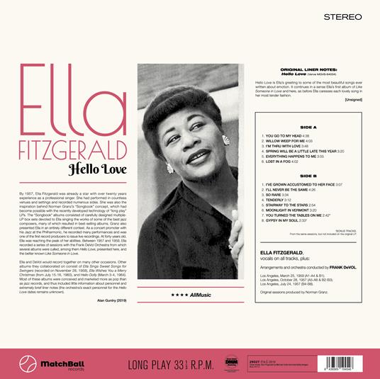 Hello Love (Gatefold Lp) - Vinile LP di Ella Fitzgerald - 2