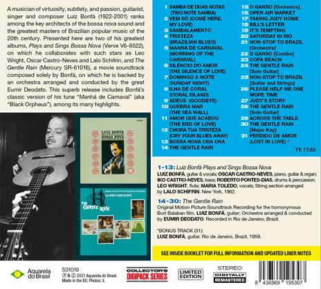 Plays And Sings Bossa Nova (+ The Gentle Rain) (Digipack) - CD Audio di Luiz Bonfa - 2