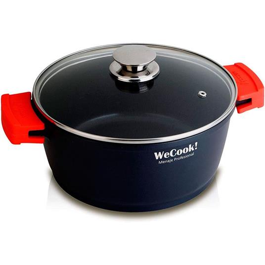 Wecook Ecostone Casseruola Alta 20cm Induzione, Coperchio di Vetro, Antiaderente, Alluminio Fuso Nero - 2