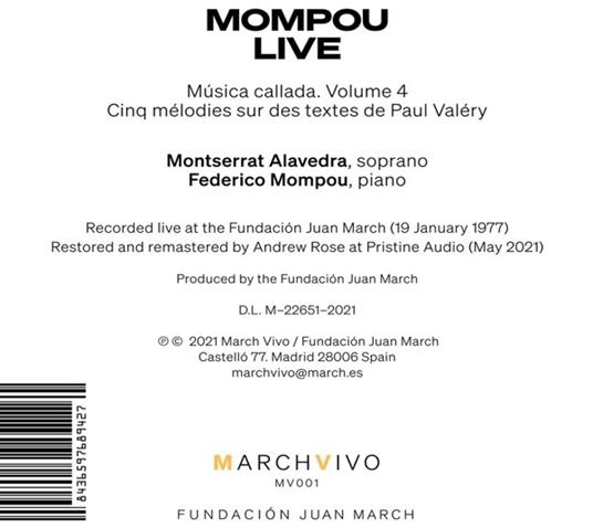 Mompou Live - CD Audio di Montserrat Alavedra - 2