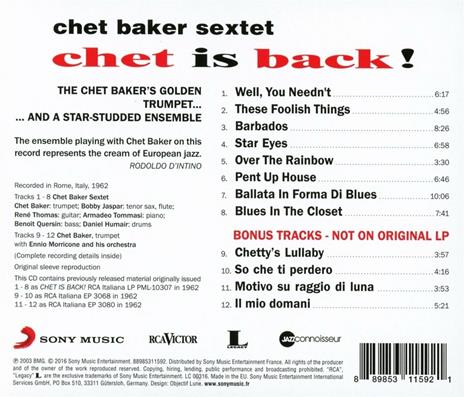 Chet Is Back (Digipack) - CD Audio di Chet Baker - 2