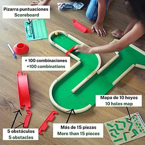 PITCH & PLAKKS  Minigolf Gioco da Tavolo  Per Bambini e Adulti  Da 3 a 99 Anni  Da 1 a 10 Giocatori  Legno  Giochi Educativi e di Abilità  Gioco Creativo  Per Tutta la Famiglia - 2