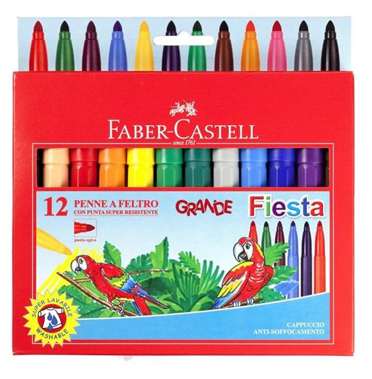 Astuccio in cartone da 12 pennarelli Castello Grande, punta grossa -  Faber-Castell - Cartoleria e scuola | IBS