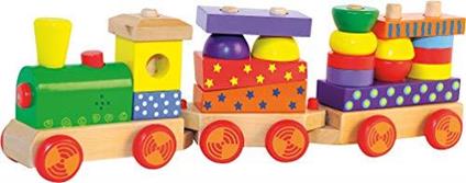 Stacking train with light and sound, printed blocks