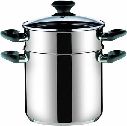 Tescoma, pentola cm 20 Pastaiola acciaio inox, coperchio vetro, 5 lt