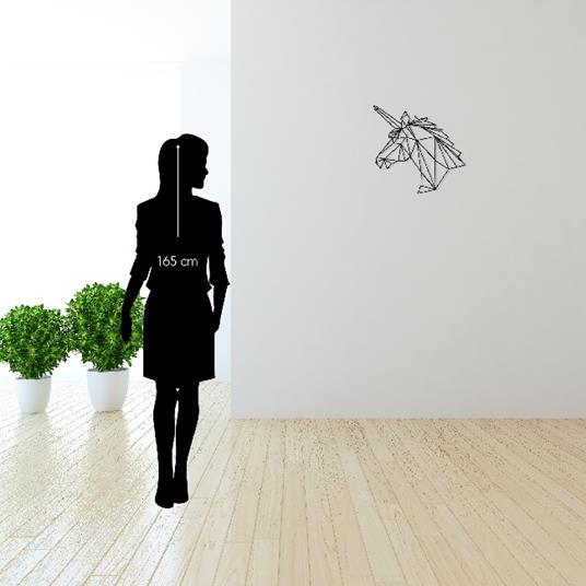 HOMEMANIA Decorazione da Parete Unicorn. Wall Art Muro. Animali. Per Camera. Nero in Acciaio, 53 x 0,15 x 50 cm - 18