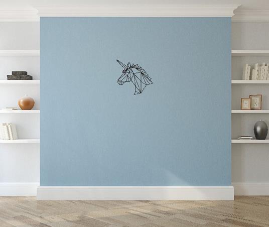 HOMEMANIA Decorazione da Parete Unicorn. Wall Art Muro. Animali. Per Camera. Nero in Acciaio, 53 x 0,15 x 50 cm - 7