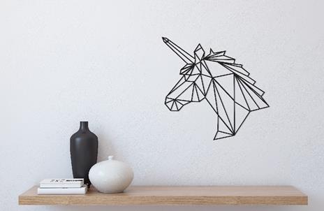 HOMEMANIA Decorazione da Parete Unicorn. Wall Art Muro. Animali. Per Camera. Nero in Acciaio, 53 x 0,15 x 50 cm - 9