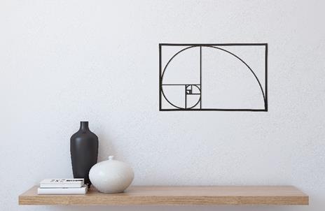 HOMEMANIA Decorazione da Parete Golden Ratio. Wall Art Muro. Per Soggiorno, Camera. Nero in Acciaio, 53 x 0,15 x 35 cm - 9