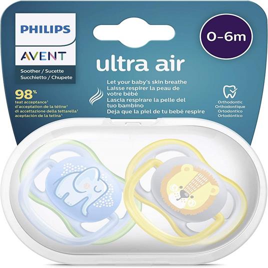 Philips Avent Ultra Air SCF085/01 Ciuccio 0-6 mesi Traspirante senza BPA  confezione da 2, colore: Bl - Skills In Healthcare Avent - Per la culla e  il passeggino - Giocattoli | IBS