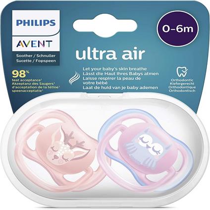 Philips Avent SCF085/02 Ciuccio Ultra Air 0-6 Mesi Confezione da 2 pz