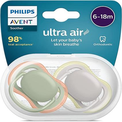 Philips Avent SCF085/20 Ciuccio Ultra Air senza BPA per bambini da 6 a 18 mesi Colore Neutro