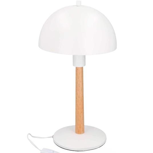Lampada Tavolo Lume da Comodino Plastica e Legno Bianco Abatjour Design  Moderno - Grundig - Idee regalo