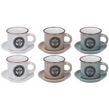 Set 6 Tazzine Da Caffè Con Piattino Tazze 89Ml Per Colazione In Porcellana - 2