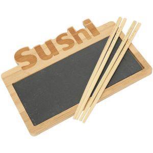 Set Sushi 10 Pezzi Con Ardesia e Bamboo