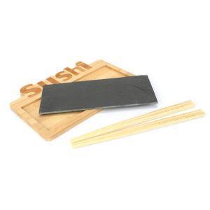 Set Sushi 10 Pezzi Con Ardesia e Bamboo