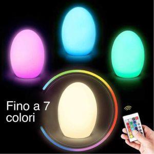 Lampada Da Tavolo Forma Uovo Led 7 Colori Rgb Telecomando Luce Notte Comodino - 3