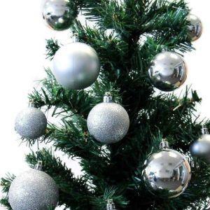 Set Palle Di Natale 70 Palline Color Argento Silver Decorazioni Albero Natale - 3