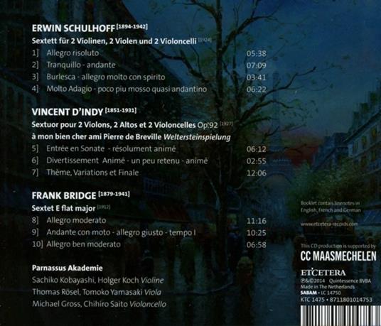 Sestetti per archi - CD Audio di Vincent D'Indy,Erwin Schulhoff,Frank Bridge - 2