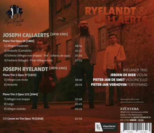 Late Romantic Piano Trios from Flanders - CD Audio di Ryelandt Trio - 2