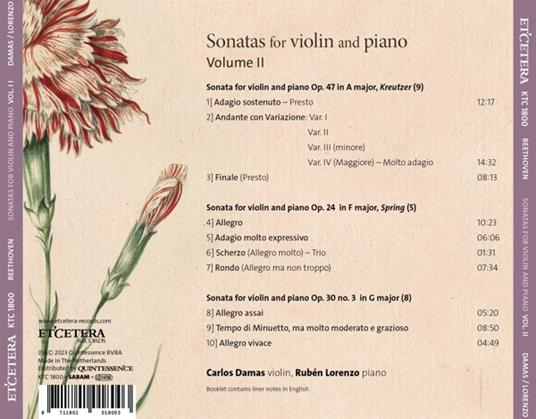 Complete Violin Sonatas Vol.2 - CD Audio di Ludwig van Beethoven,Carlos Damas - 2