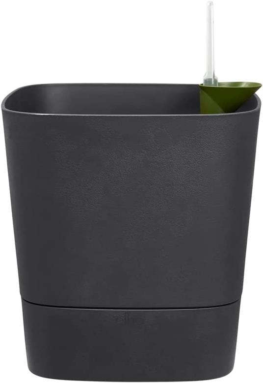 Elho Vaso Greensense Aqua Care Square 38Cm Charcoal Grey Grigio Scuro