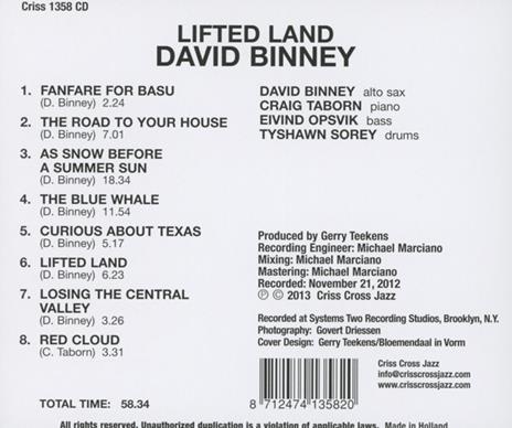 Lifted Land - CD Audio di David Binney - 2