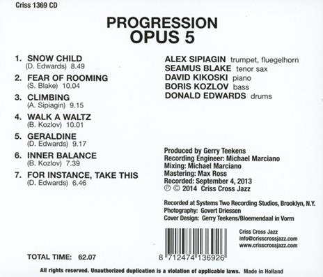 Progression - CD Audio di Opus 5 - 2