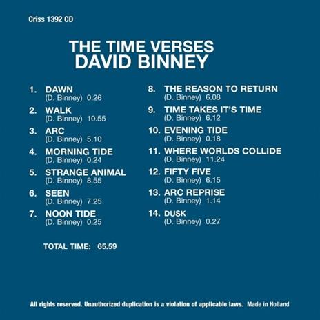 Time Verses - CD Audio di David Binney - 2