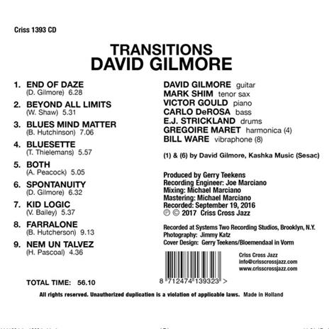 Transitions - CD Audio di David Gilmore - 2