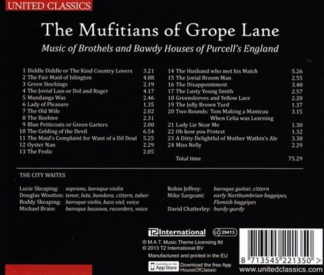 The Mufitians of Grope Lane. Music of Brothels and Bawdy Houses of Purcell's England - CD Audio di Henry Purcell - 2