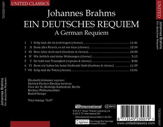 Un Requiem tedesco (Ein Deutsches Requiem) - CD Audio di Johannes Brahms - 2