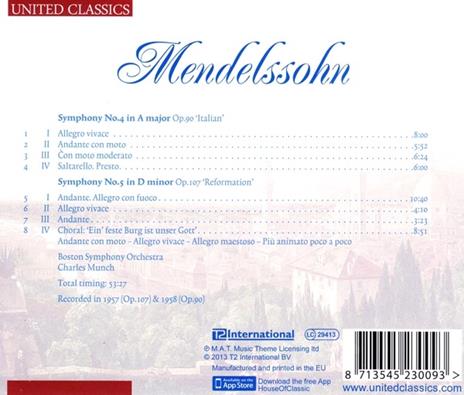 Sinfonie n.4, n.5 - CD Audio di Felix Mendelssohn-Bartholdy - 2