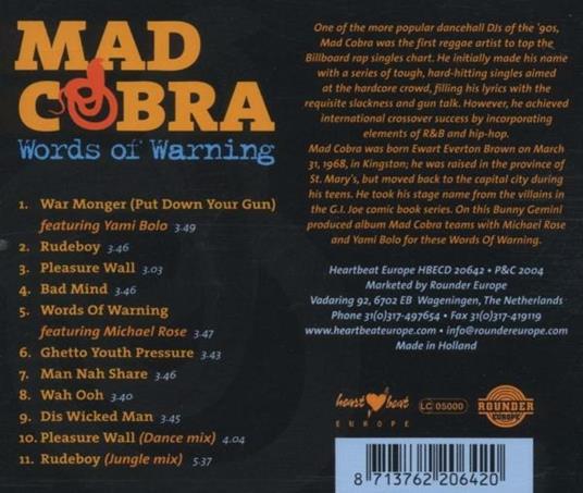 Words of Warning - CD Audio di Mad Cobra - 2