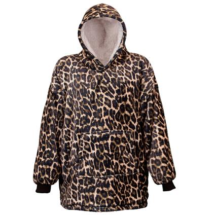 Felpa Con Cappuccio Leopardata Taglia Unica Abbigliamento Invernale Freddo Natale