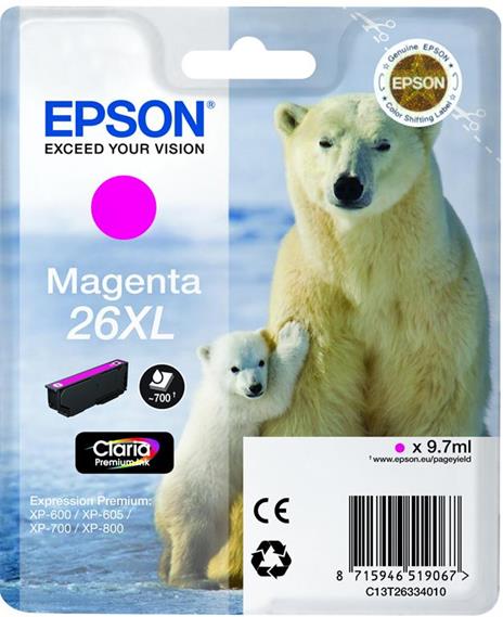 Cartuccia Magenta Epson Claria Premium Serie 26Xl per Xp-600/605/700/800 -  Epson - Informatica | IBS