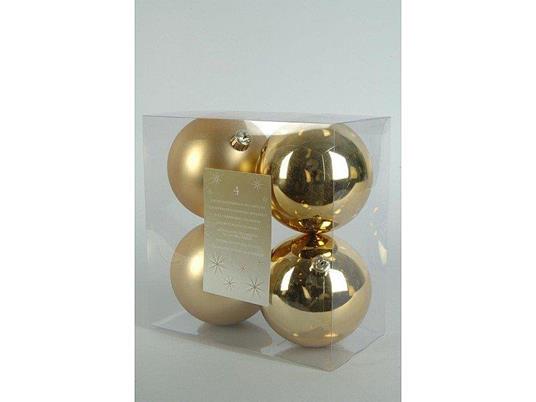 4 Palline Di Natale 10Cm Oro Chiaro Opaco/Lucido Addobbi Decoro