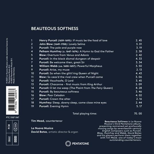 Beauteous Softness - CD Audio di Tim Mead,David Bates,La Nuova Musica - 2