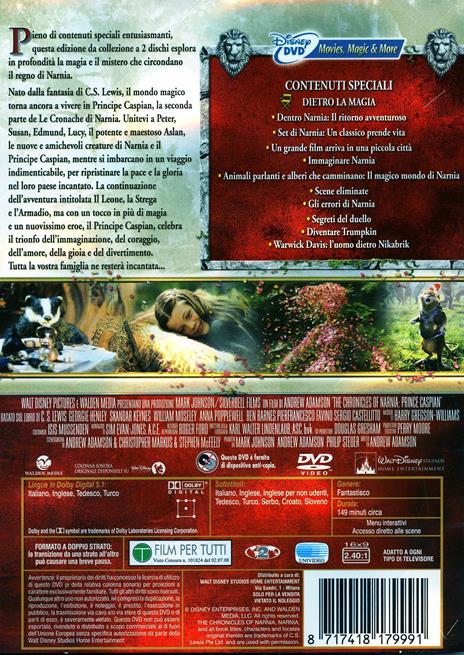 Le cronache di Narnia: il principe Caspian (2 DVD) - DVD - Film di Andrew  Adamson Fantastico | IBS