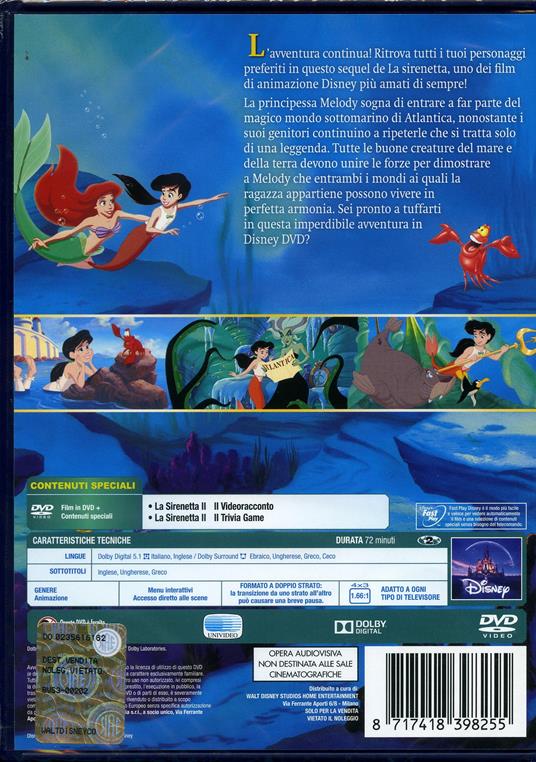 La Sirenetta II. Ritorno agli abissi - DVD - Film di Jim Kammerud  Animazione | IBS