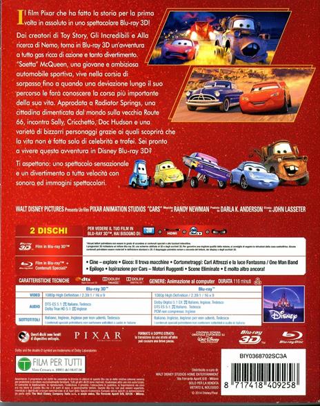 Cars. Motori ruggenti 3D (Blu-ray + Blu-ray 3D) - Blu-ray + Blu-ray 3D -  Film di John Lasseter , Joe Ranft Bambini e ragazzi | IBS