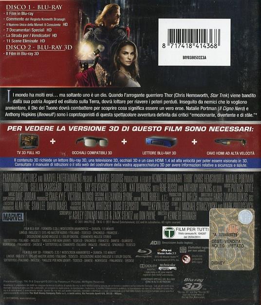 Thor 3D (Blu-ray + Blu-ray 3D) di Kenneth Branagh - 2