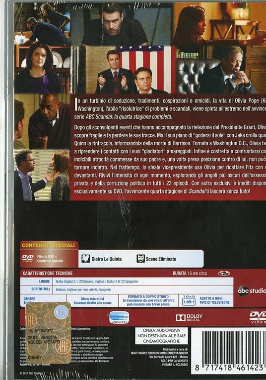 Scandal. Stagione 4 (6 DVD) - DVD - Film di Tom Verica , Steve Robin Giallo  | IBS