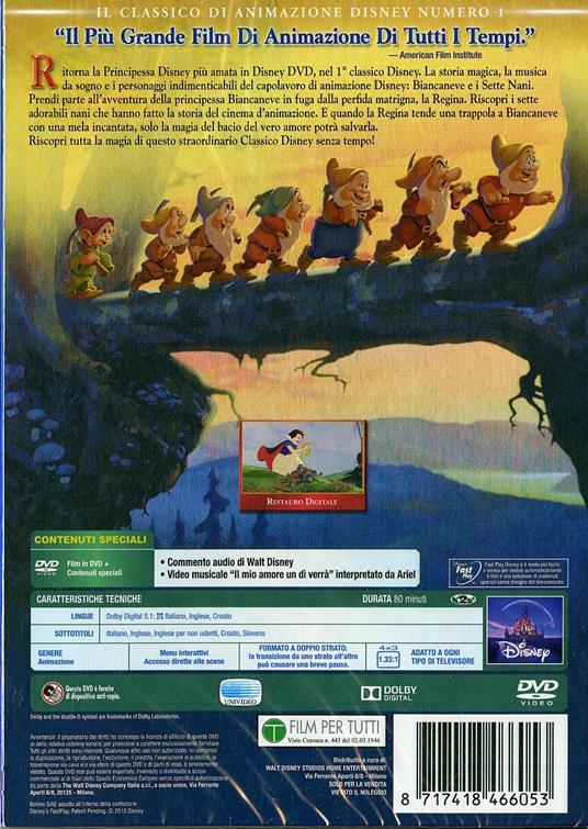 Biancaneve e i sette nani (DVD) - DVD - Film di Walt Disney Animazione | IBS