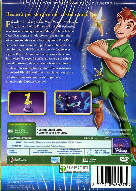 Le avventure di Peter Pan (DVD)<span>.</span> Limited Edition di Hamilton Luske,Wilfred Jackson,Clyde Geronimi - DVD - 2