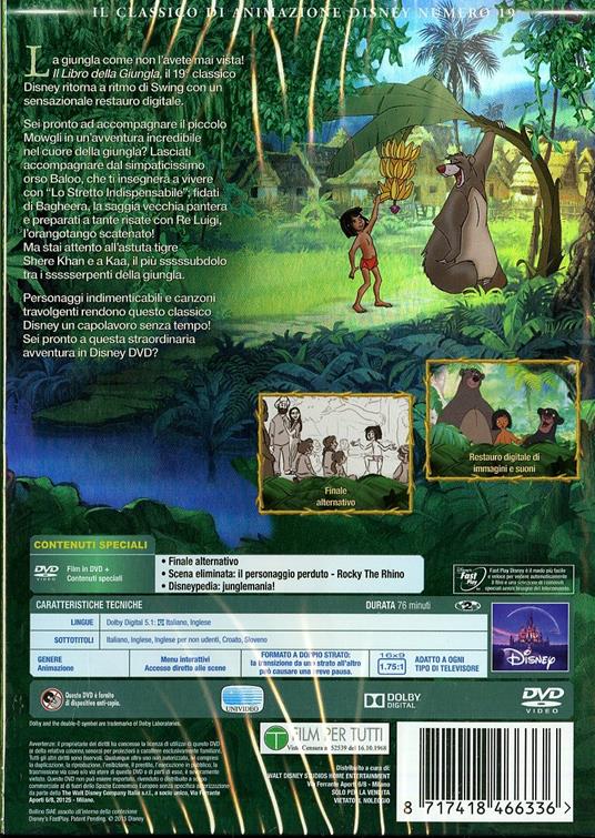 Il libro della giungla (DVD) - DVD - Film di Wolfgang Reitherman Animazione  | IBS
