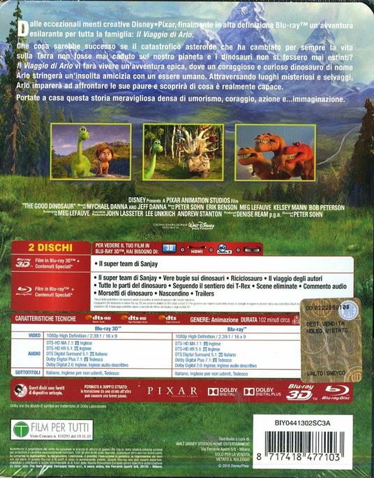 Il viaggio di Arlo 3D (Blu-ray + Blu-ray 3D) di Peter Sohn - 3