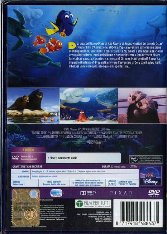 Alla ricerca di Dory (DVD) - DVD - Film di Andrew Stanton , Angus MacLane  Animazione | IBS