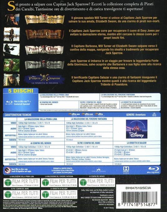 Cofanetto Pirati dei Caraibi. La saga completa (5 DVD) - DVD - Film  Avventura