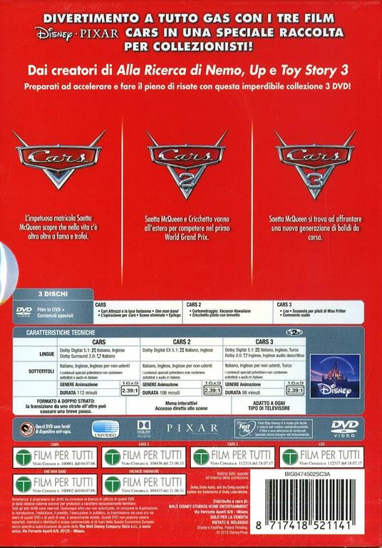 Trilogia Cars (3 DVD) - DVD - Film di Brian Fee , John Lasseter Bambini e  ragazzi | IBS